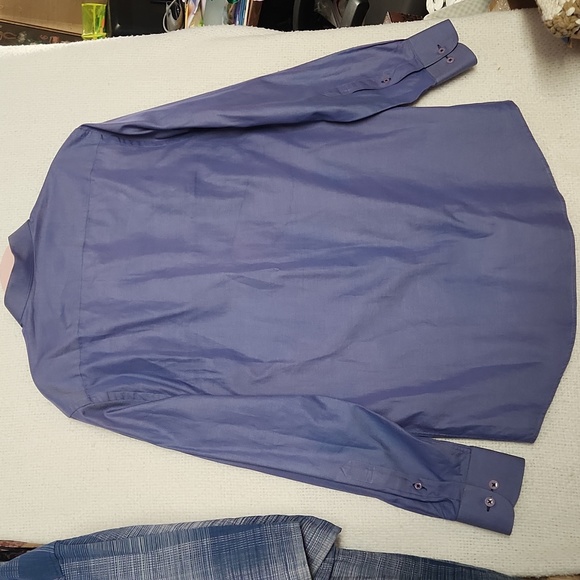 Fashion Galleria Mens Shirt Blue "Guru/Naru" Collar Button Up Shirt EUC 42"Chest - Picture 4 of 4